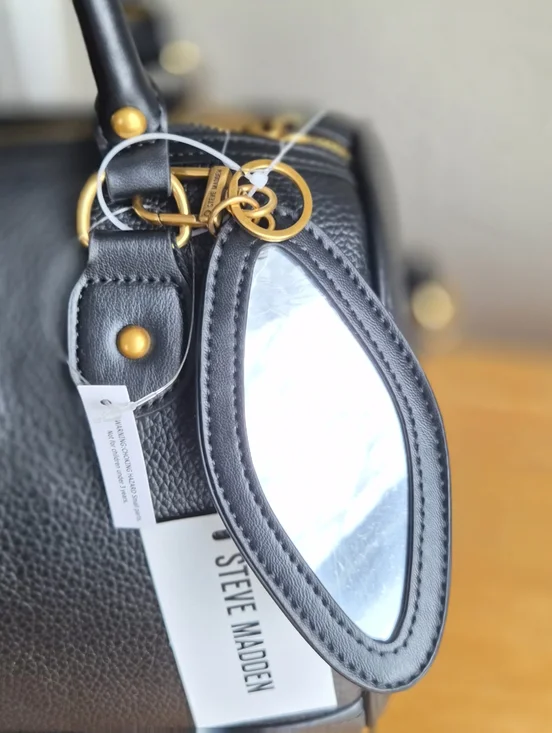 NWT Viral Steve Madden Bboden Black Rowan Boston Bag - Leather Satchel Crossbody - Picture 4 of 10